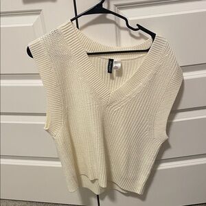 Divided Cream Knit Sleeveless Top